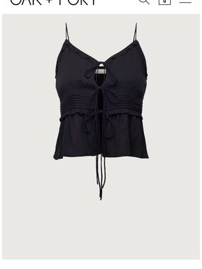 OAK + FORT Black Tie-Front Tank Top / Blouse